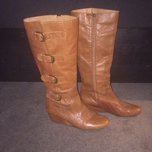 Franco Sarto leather wedge riding boots